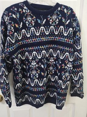 VTG Bramble Lane Knit Sweater Womens L Acrylic Glitter Geometric Pattern 80s